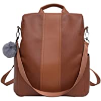 SMesoon Mochila Impermeable de Mujer Antirrobo Bolso De Hombro de Cuero Bolso Bolso de Viaje Mochila Casual (Marrón - A…